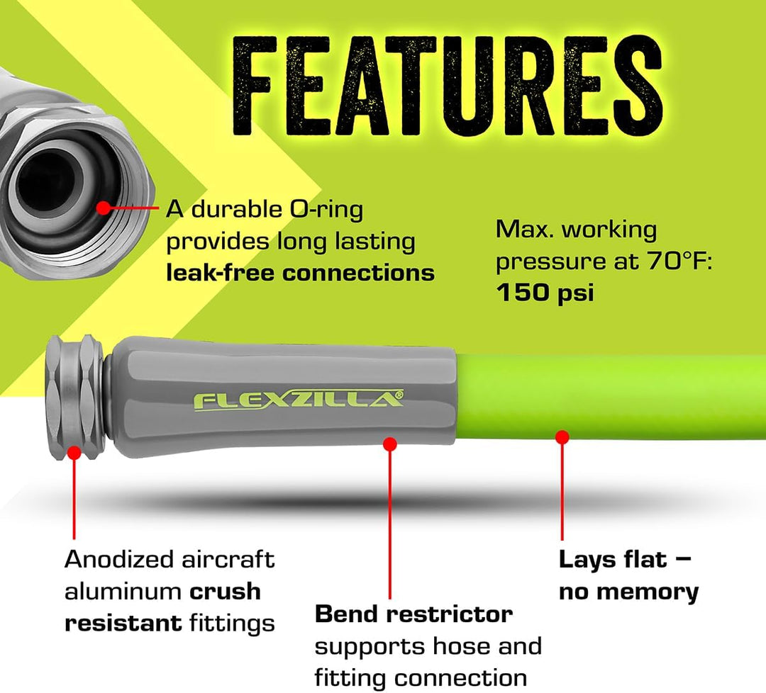 Flexzilla Gartenschlauch 1,6 cm x 22,9 m, robust, leicht, trinkwasserfest, ZillaGreen – HFZG575YW-E