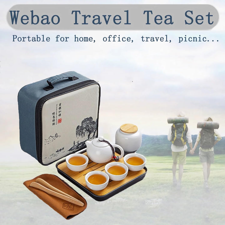 Teekanne Sets, Chinesisches Kungfu Teeservice, Keramik Teekanne mit 4 Tassen und Teedose Tablett, Al
