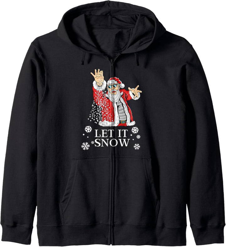 Cooler Weihnachtsmann Let it snow Schnee schneien Santa Kapuzenjacke