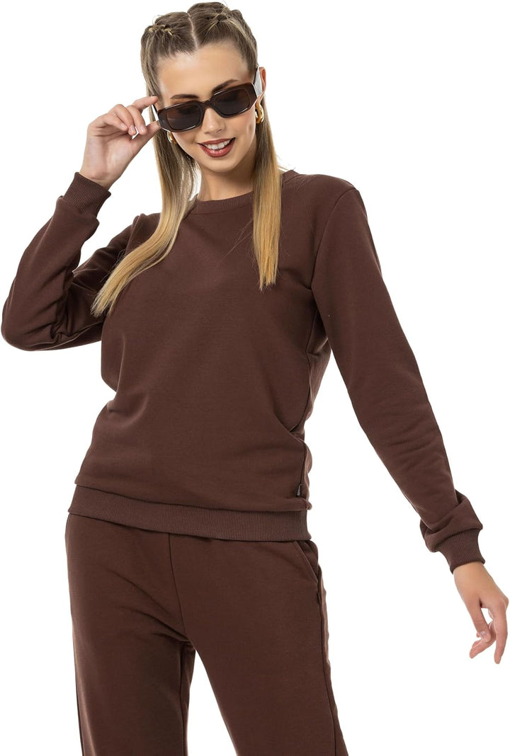 Red Bridge Damen Freizeitanzug Jogginganzug Hose Sweatshirt Premium Basic, XS Braun