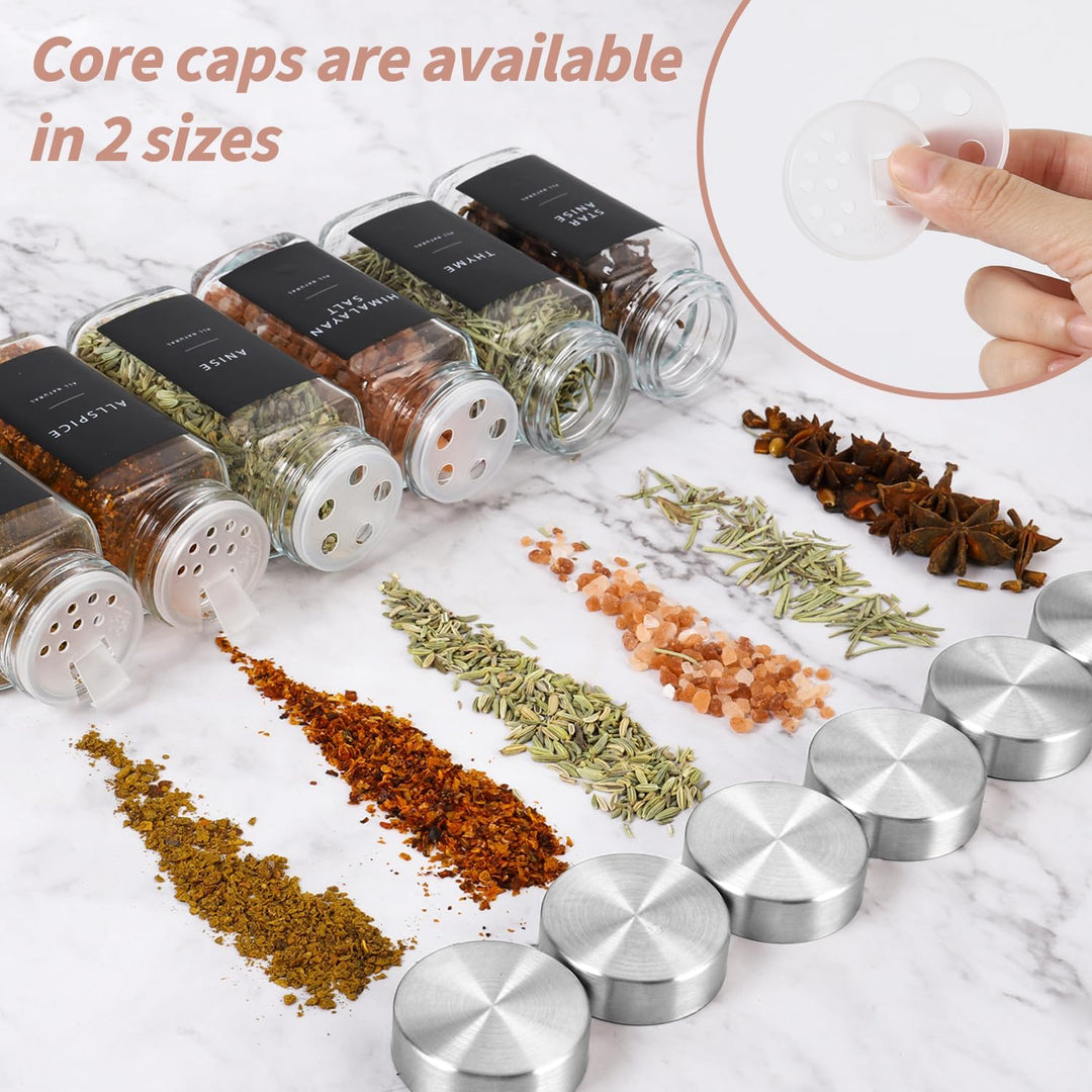 Lannvan Gewürzgläser Eckig Set [24 Stück] mit Edelstahldeckel, 120ml Gewürzdosen mit 246 Etiketten,