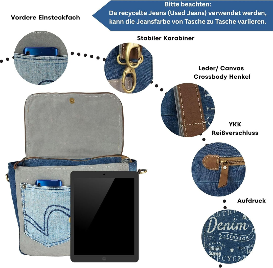 Sunsa Damen Umhängetasche. Canvas Messenger Tasche. Grosse Vintage Crossbody bag. Schultertasche und