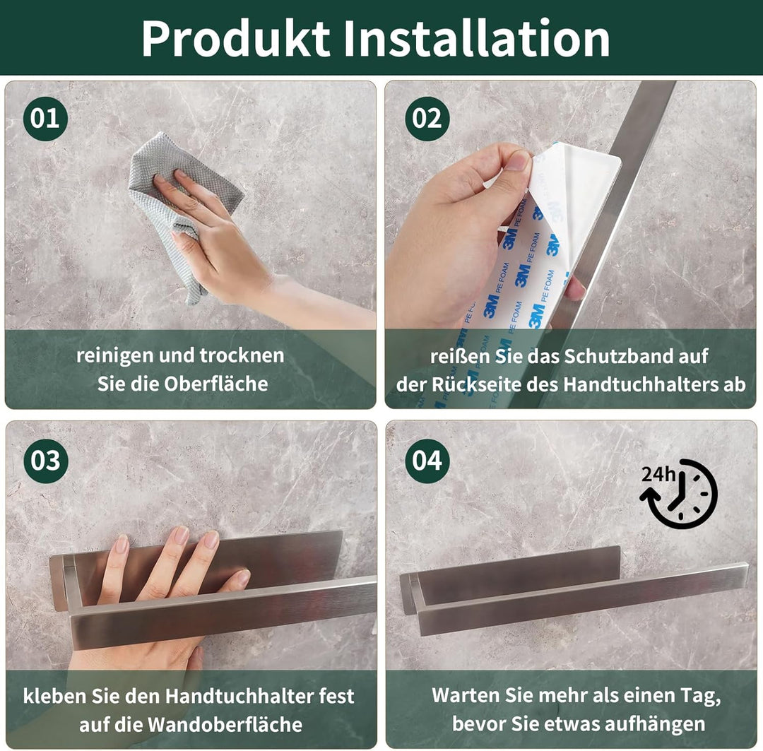 Vista Handtuchhalter Kleben SUS304 Edelstahl Handtuchhalter ohne Bohren Langlebig &Stabil Badezimmer