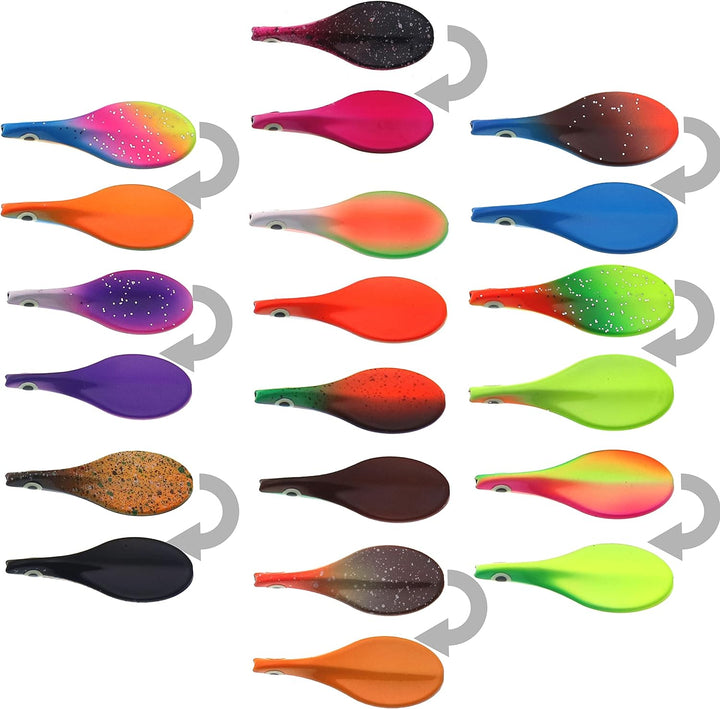 Njord Kalastus Inline Spoon Forelle in Box | UV Aktiv und Selbstleuchtende 3D Augen | Durchlaufblink