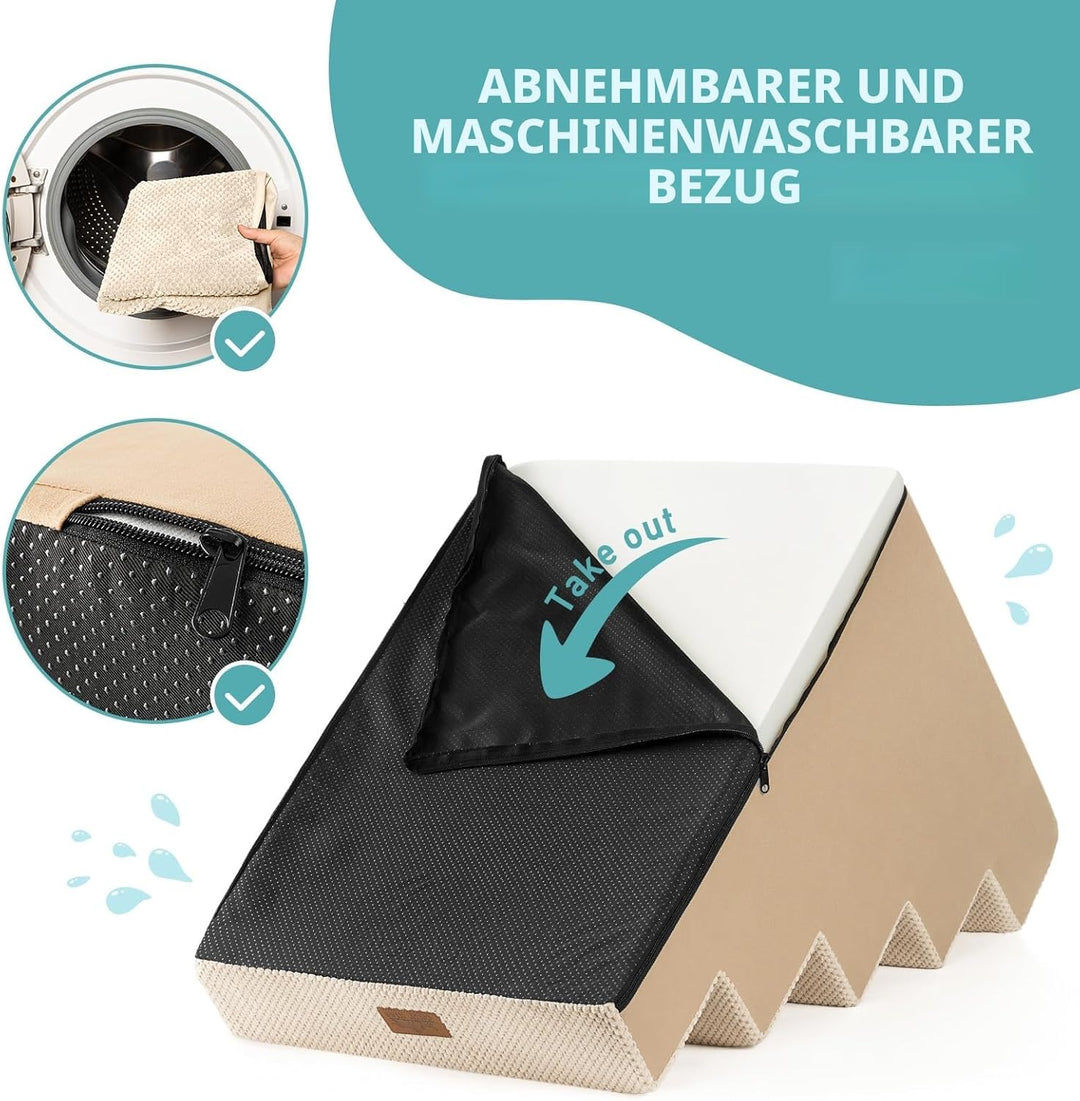 Hundetreppe für Kleine Hunde, 5 Stufen Breiter Haustiertreppe für Bett Couch Auto, 60cm Hoch Hochdic