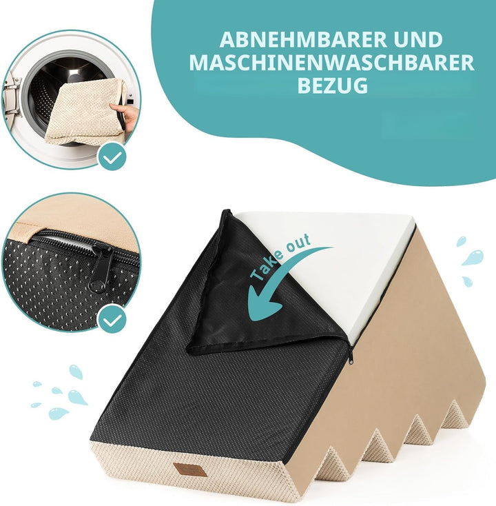 Hundetreppe für Kleine Hunde, 5 Stufen Breiter Haustiertreppe für Bett Couch Auto, 60cm Hoch Hochdic