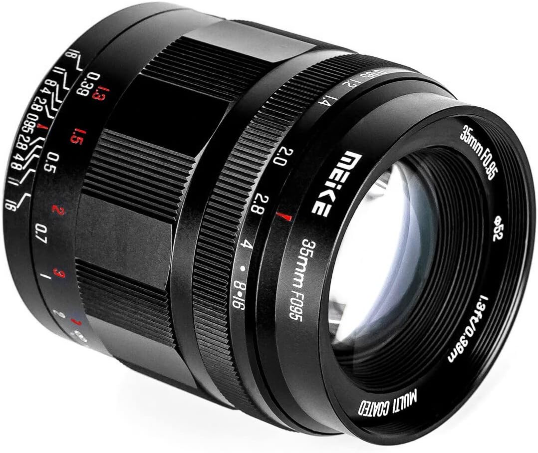 Meike 35mm f0.95 grosse Blende, manueller Fokus, kompatibel mit Panasonic Lumix M43 MFT Mount Digita