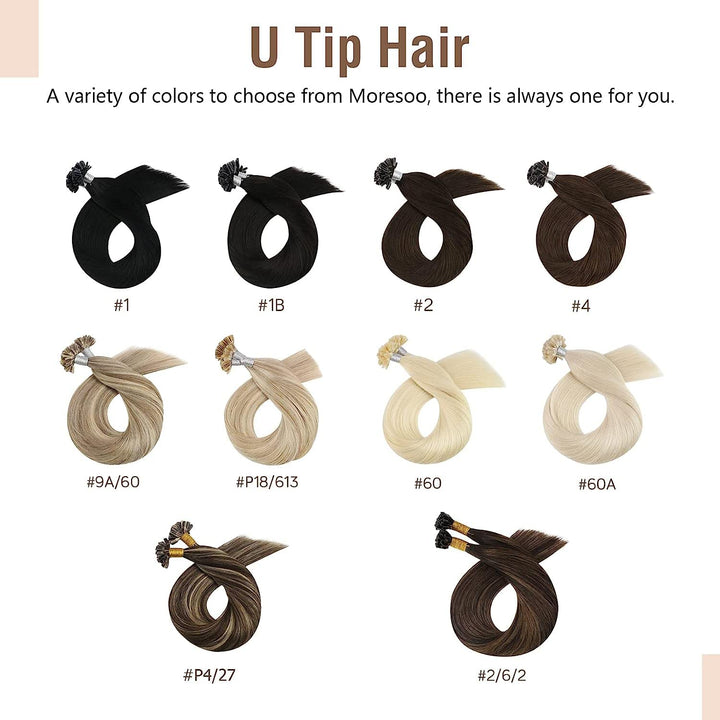 Moresoo Echthaar Extensions Bondings 1g Remy U Tip Keratin Bondings Echthaar Extensions Dunkelbraun