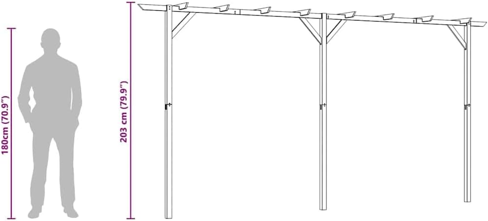 vidaXL Kiefernholz Imprägniert Pergola Rosenbogen Rankhilfe Holzbogen Spalier 400 x 40 x 205 cm, 400