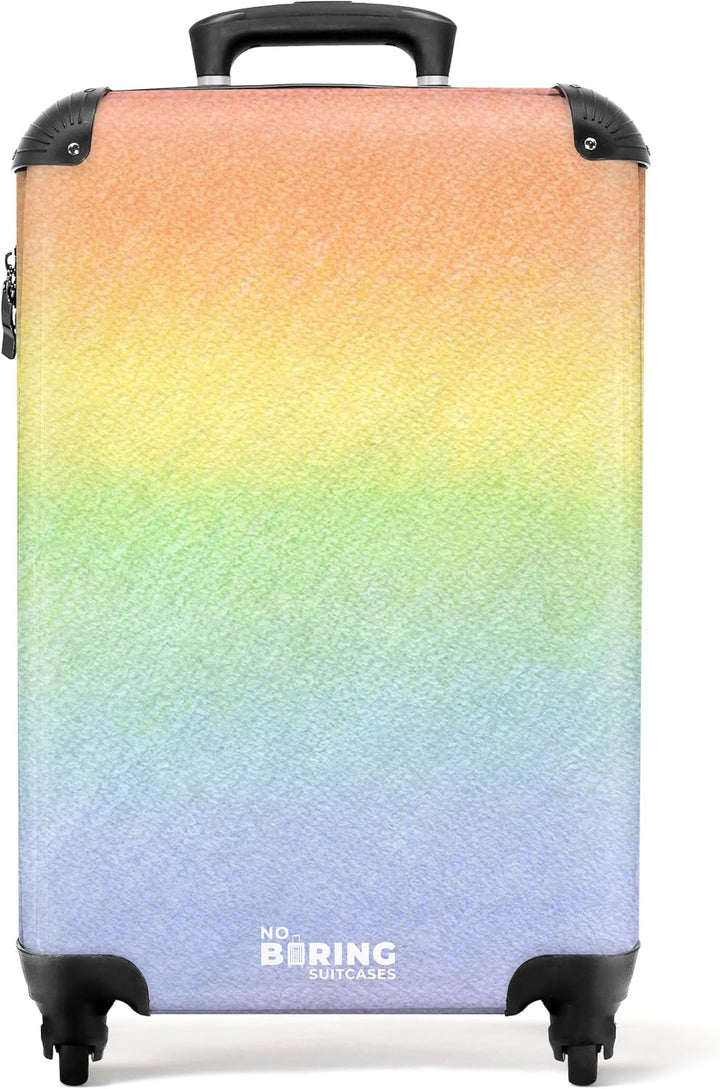 NoBoringSuitcases.com® Kinderkoffer Koffer handgepäck Trolley, Reisetrolley - Regenbogen - Pastellfa