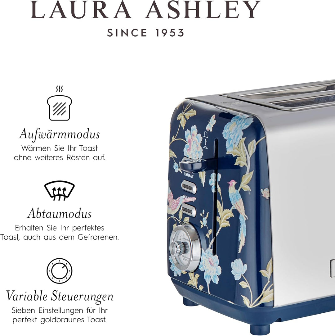 VQ Laura Ashley 2-Scheiben Toaster mit einstellbaren Heiz-, Auftau- und Aufwärmmodi - Toaster aus Ed