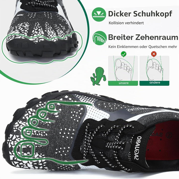 SAGUARO Unisex Barfussschuhe Outdoor Zehenschuhe Traillaufschuhe 39 EU Temperament Weiss, 39 EU Temp