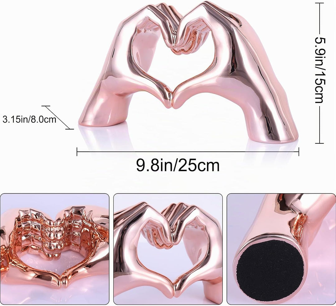 WUBIANJIE Rosa Herzhände Skulptur Boho Wohnzimmer Dekor Ästhetische Regaldekoration Ideal für Coucht