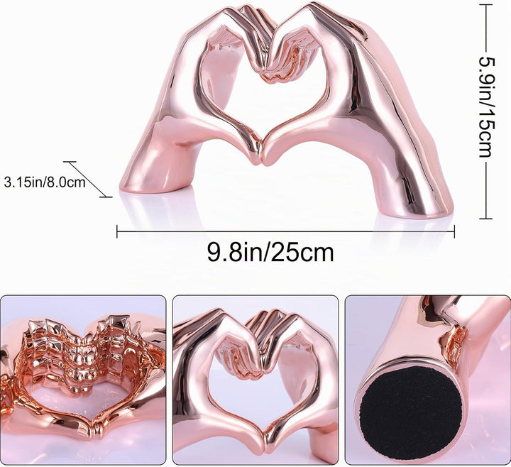 WUBIANJIE Rosa Herzhände Skulptur Boho Wohnzimmer Dekor Ästhetische Regaldekoration Ideal für Coucht