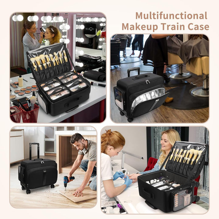 Grosse Kosmetikkoffer Trolley, Professionelle Beauty Case with 4 Klein Kosmetiktasche, Reise Schmink
