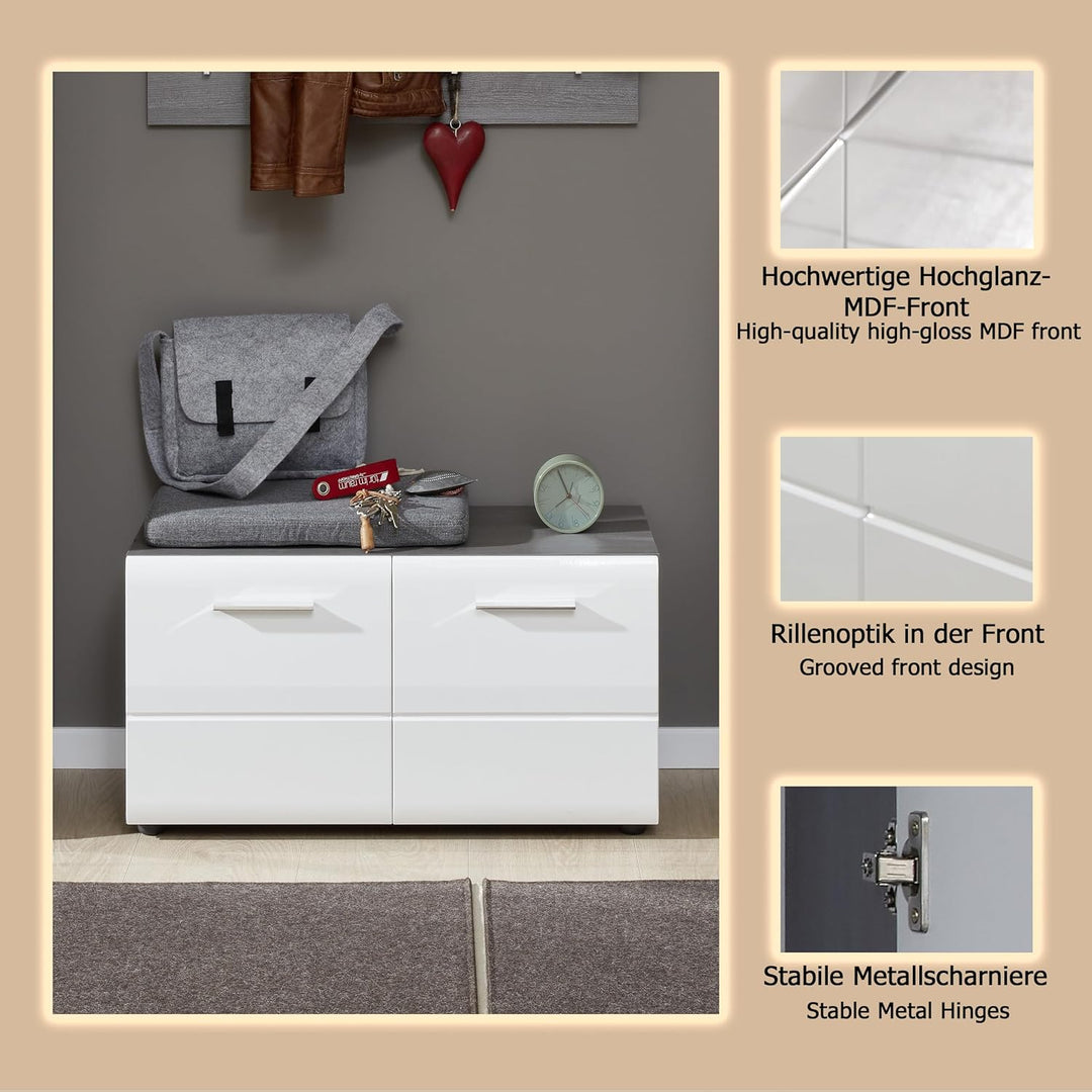 trendteam smart living - Schuhkommode Sitzbank - Garderobe - Line - Aufbaumass (BxHxT) 80 x 41 x 35