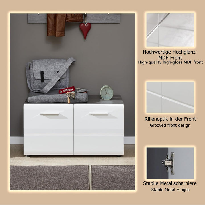 trendteam smart living - Schuhkommode Sitzbank - Garderobe - Line - Aufbaumass (BxHxT) 80 x 41 x 35