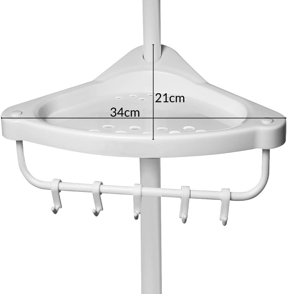 Deuba® Teleskop Duschablage ohne Bohren 4 Ablagen 155-290 cm höhenverstellbar Edelstahl weiss Duschr
