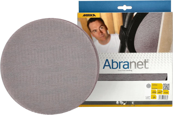 Mirka Abranet® Netz-Schleifscheiben (Ø 225 mm), Profi-Schleifgitter mit P240 Körnung und Klett, für