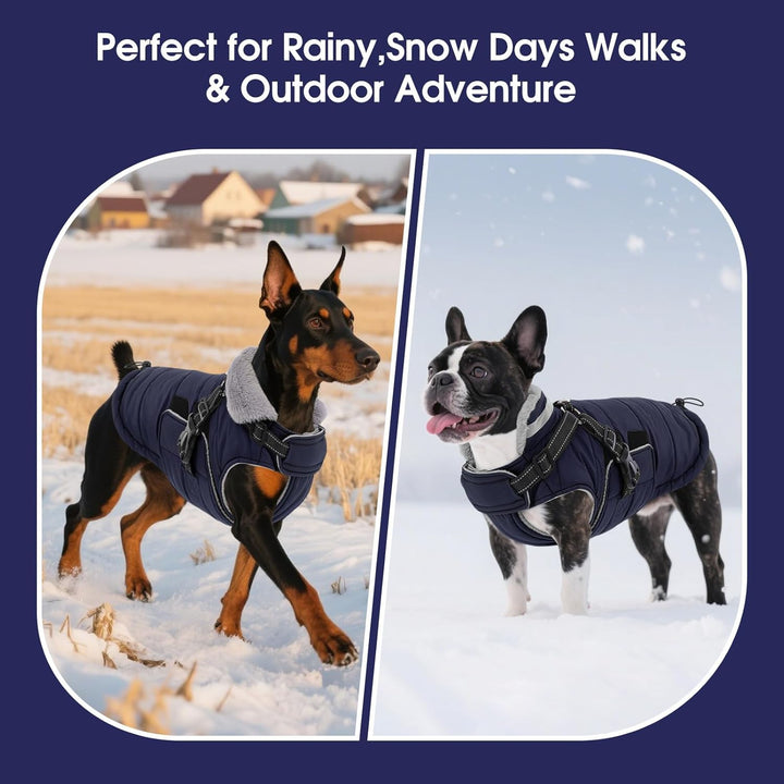 ASENKU Hundemantel für Kleine Hunde mit Geschirr, Warme Fleece Hundemantel Winter Wasserdicht Mit Br