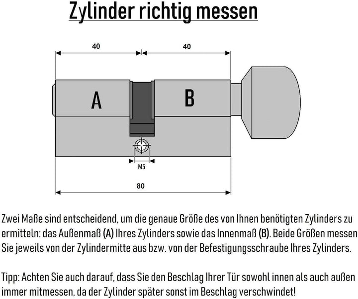 2x Knaufzylinder 80 mm KD 40/40 gleichschliessend (mit Not- und Gefahrenfunktion) inkl. 10 Schlüssel