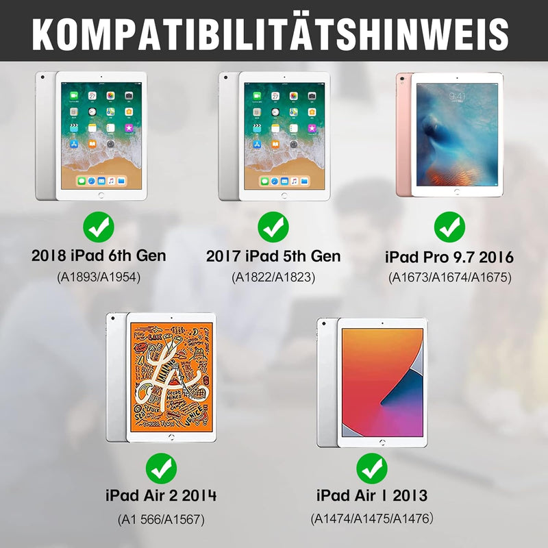 Tastatur Hülle für iPad 9.7 QWERTZ Deutsches Tastatur 2018 (6 Generation)/9.7 2017 (5. Generation)/i