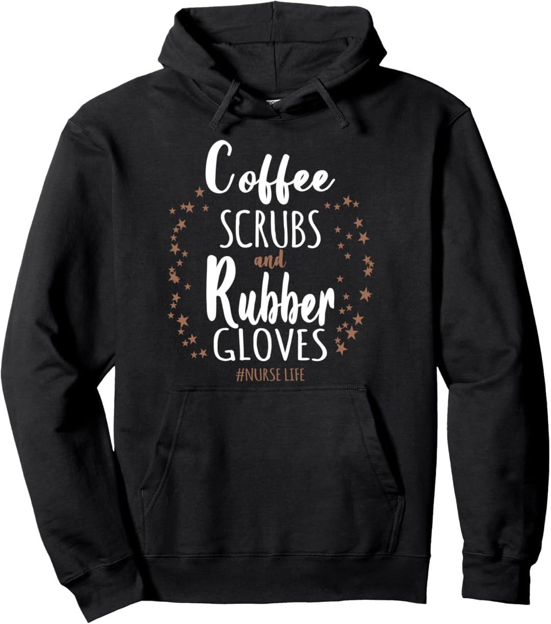 Pflegeberuf Arzthelferin Coffee Scrubs and Rubber Gloves Pullover Hoodie