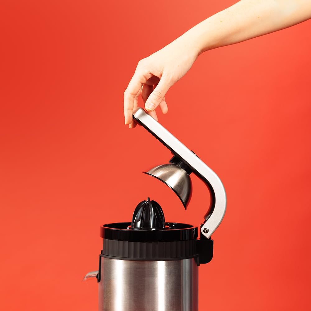Cecotec Elektrische Zitruspresse mit Arm für Orangen und Zitrusfrüchte Xqueeze RetroJuice 600 Steel.