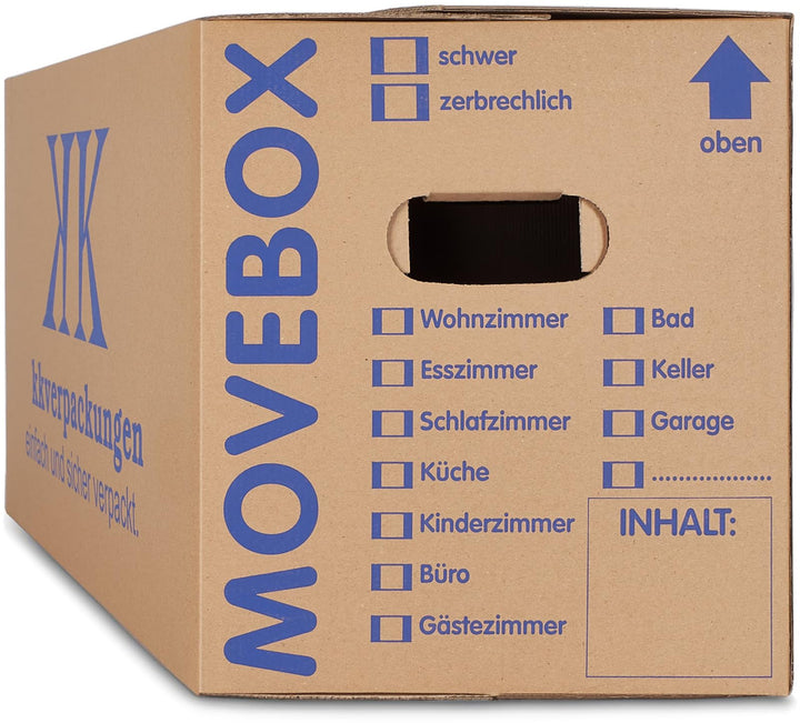 KK Verpackungen 25 x UMZUGSKARTONS ZWEIWELLIG - 634 x 290 x 326 mm - MOVEBOX - 2.20 EB Welle aus Pap