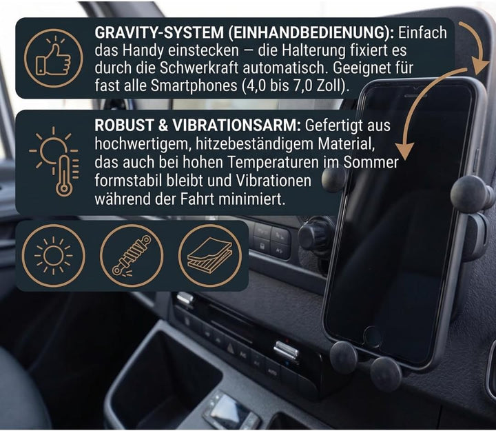 Generisch Logic Mount Beifahrer Handyhalterung für Mercedes Sprinter (2019-2026) – Speziell für MBUX