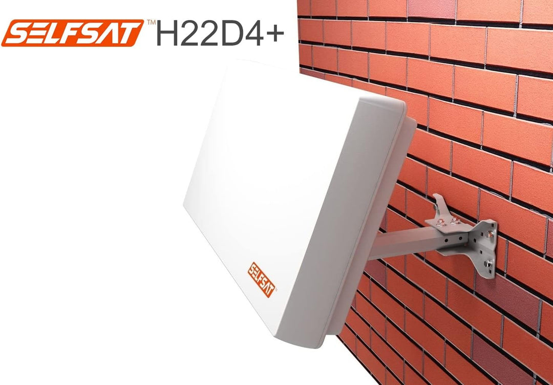 Selfsat H22D4+ 4 TV Teilnehmer SAT Flachantenne Flat +Profi Fensterdurchführung Full HD