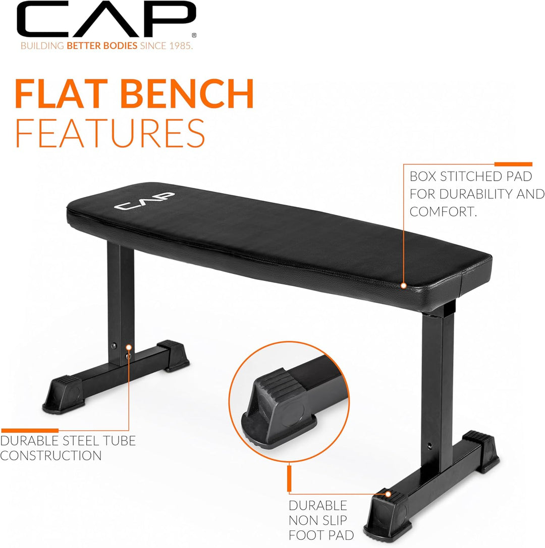 Cap Barbell flach Gewicht Bench, Schwarz