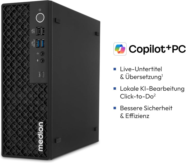 MEDION Picoworx T80 III Mini PC (Slim, Core Ultra 5 228V, 32GB DDR5 RAM, 1 TB SSD, ARC 130V, USB Typ