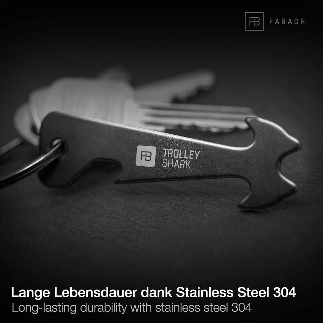 FABACH 3 TROLLEY SHARK Blacky Einkaufswagenlöser Schlüsselanhänger - Abziehbarer Einkaufswagenchip,