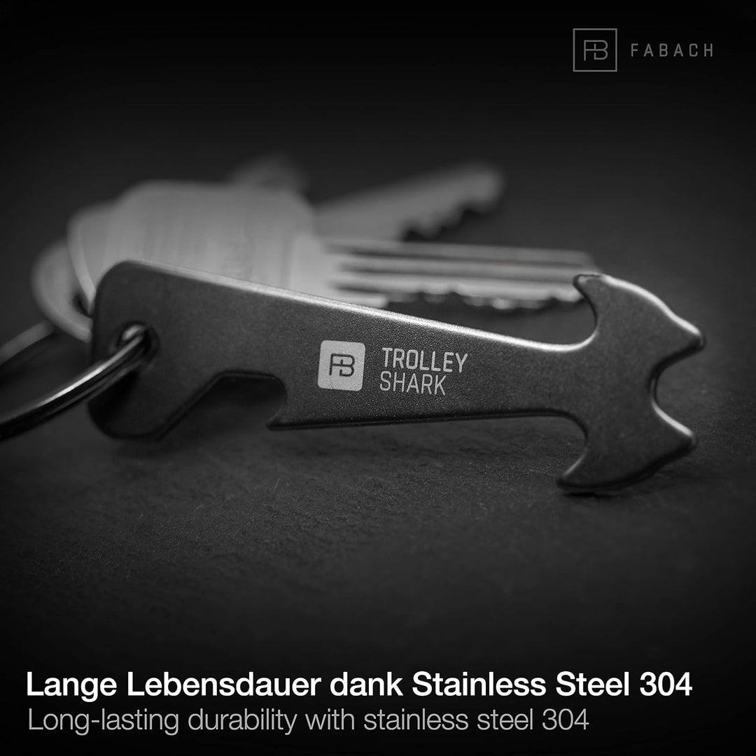 FABACH 3 TROLLEY SHARK Blacky Einkaufswagenlöser Schlüsselanhänger - Abziehbarer Einkaufswagenchip,