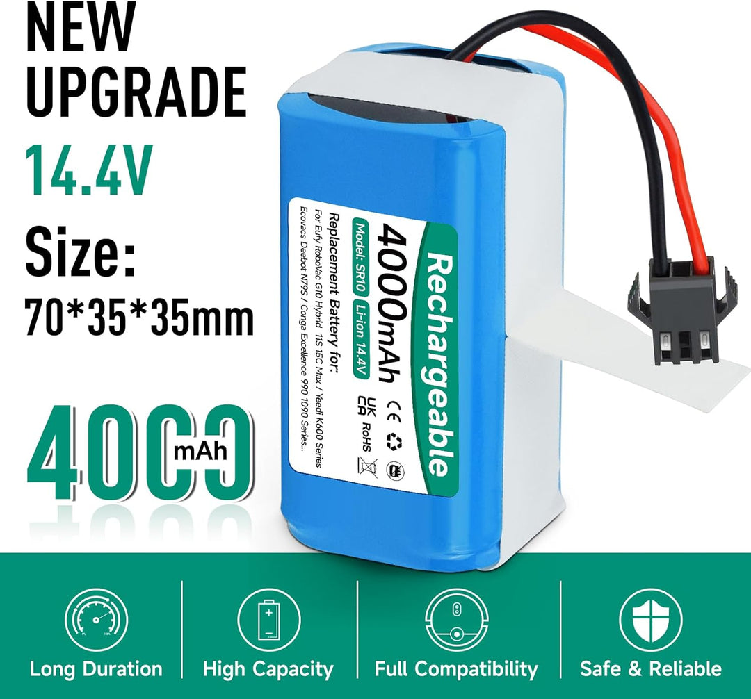 Mspalocell 4000mAh 14,4V Ersatzakku Kompatibel mit Venga RVC 3000,LEFANT T700/M210P/M1,Tesvor X500/S