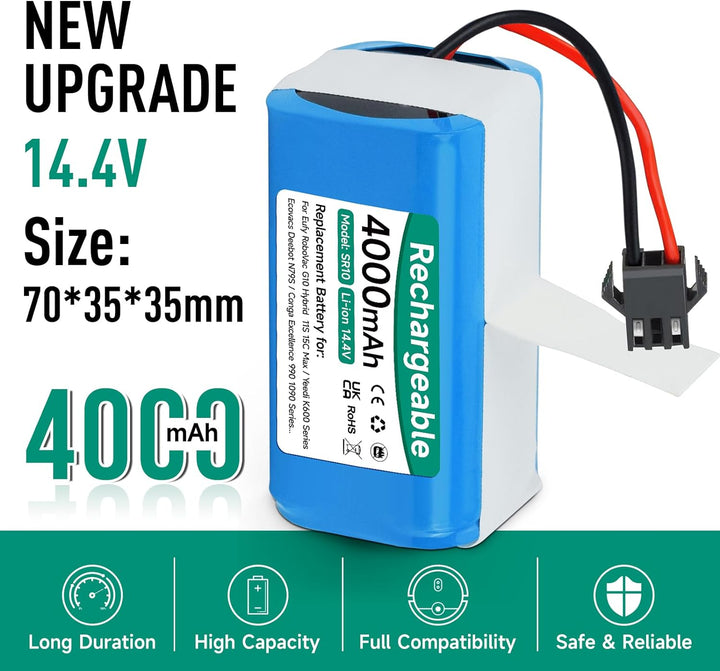 Mspalocell 4000mAh 14,4V Ersatzakku Kompatibel mit Venga RVC 3000,LEFANT T700/M210P/M1,Tesvor X500/S