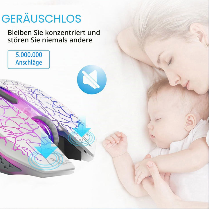 Uiosmuph M2 kabellos wiederaufladbar Gaming Maus Optische geräuschlos Mäuse mit Nano Empfänger 6 Tas