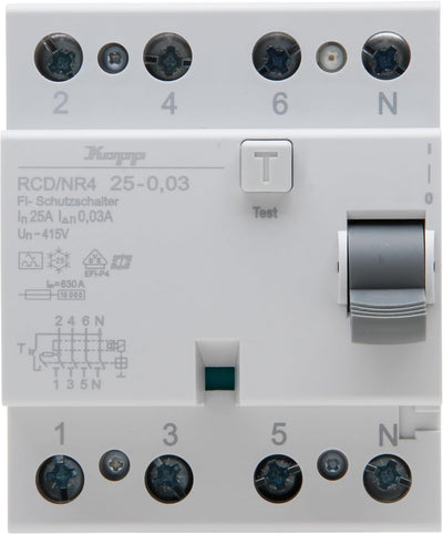 Kopp Fehlerstrom-Schutzschalter, RCD, 25 A, 30mA, 4-polig, 752548092 25A/30mA, 25A/30mA