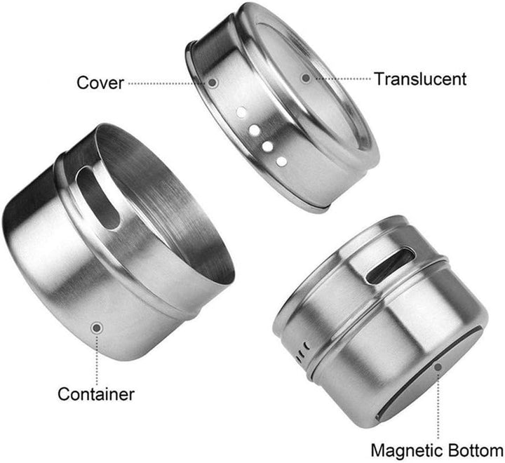 Gewürzdosen aus Edelstahl, magnetische Gewürzdosen, magnetische Gewürzdosen am Kühlschrank (6 Stück,