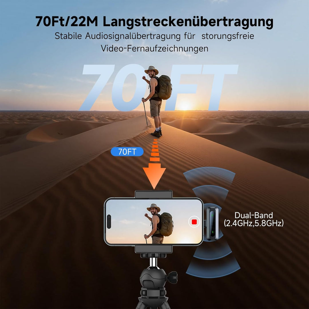 Mikrofon handy, Mikrofon für iPhone und USB-C-Stecker, Mini mikrofon, kabellose Mikrofone mit Rausch