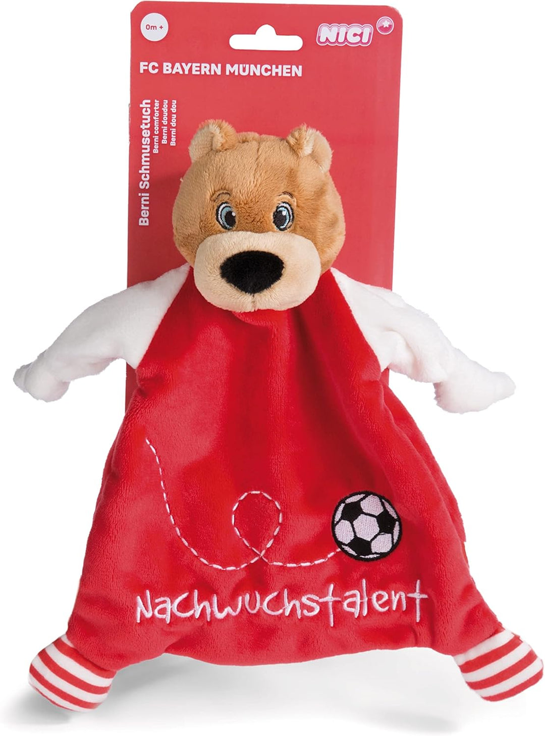NICI Schmusetusch FC BAYERN MÜNCHEN Bär Berni 25 x 25 cm – niedliches Schnuffeltuch mit Stickerei "N