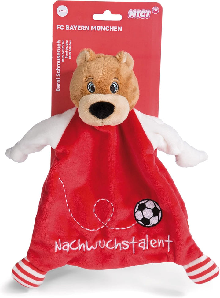 NICI Schmusetusch FC BAYERN MÜNCHEN Bär Berni 25 x 25 cm – niedliches Schnuffeltuch mit Stickerei "N