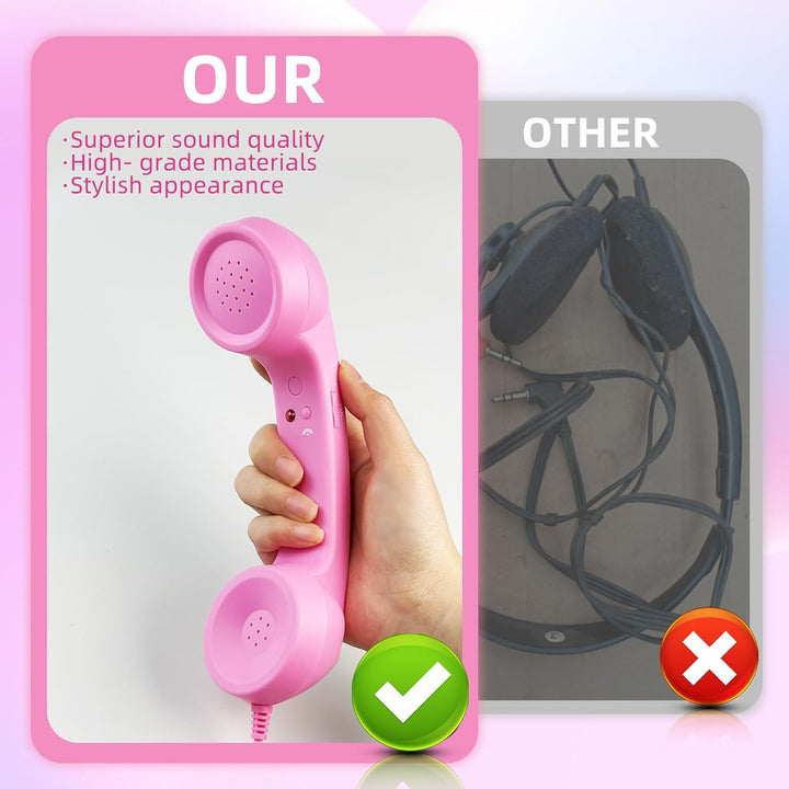 Retro 3,5-mm-Telefonhörer, kabellose Empfänger Kopfhörer für Handy Tablet Laptop Headset mit bequeme