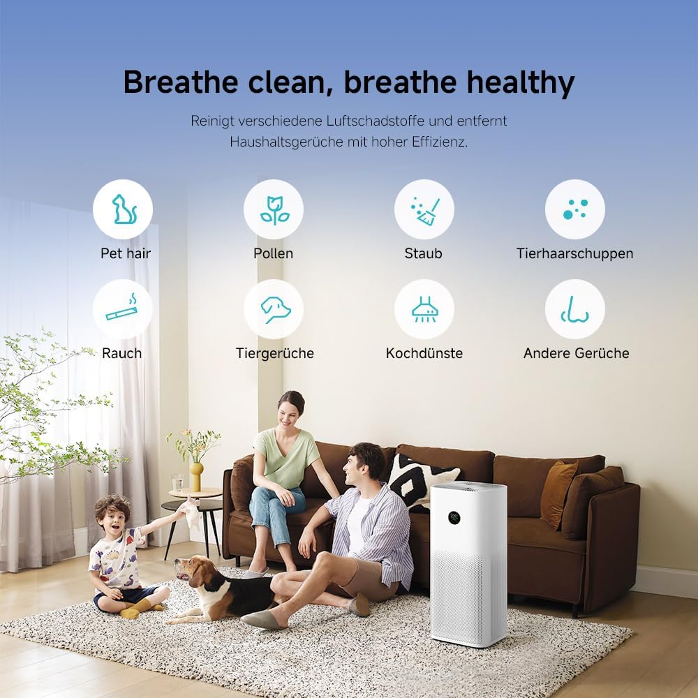 Xiaomi Smart Air Purifier 4 Pro Luftreiniger (beseitigt bis zu 99,97% Tierhaare, Pollen, Staub, Vire