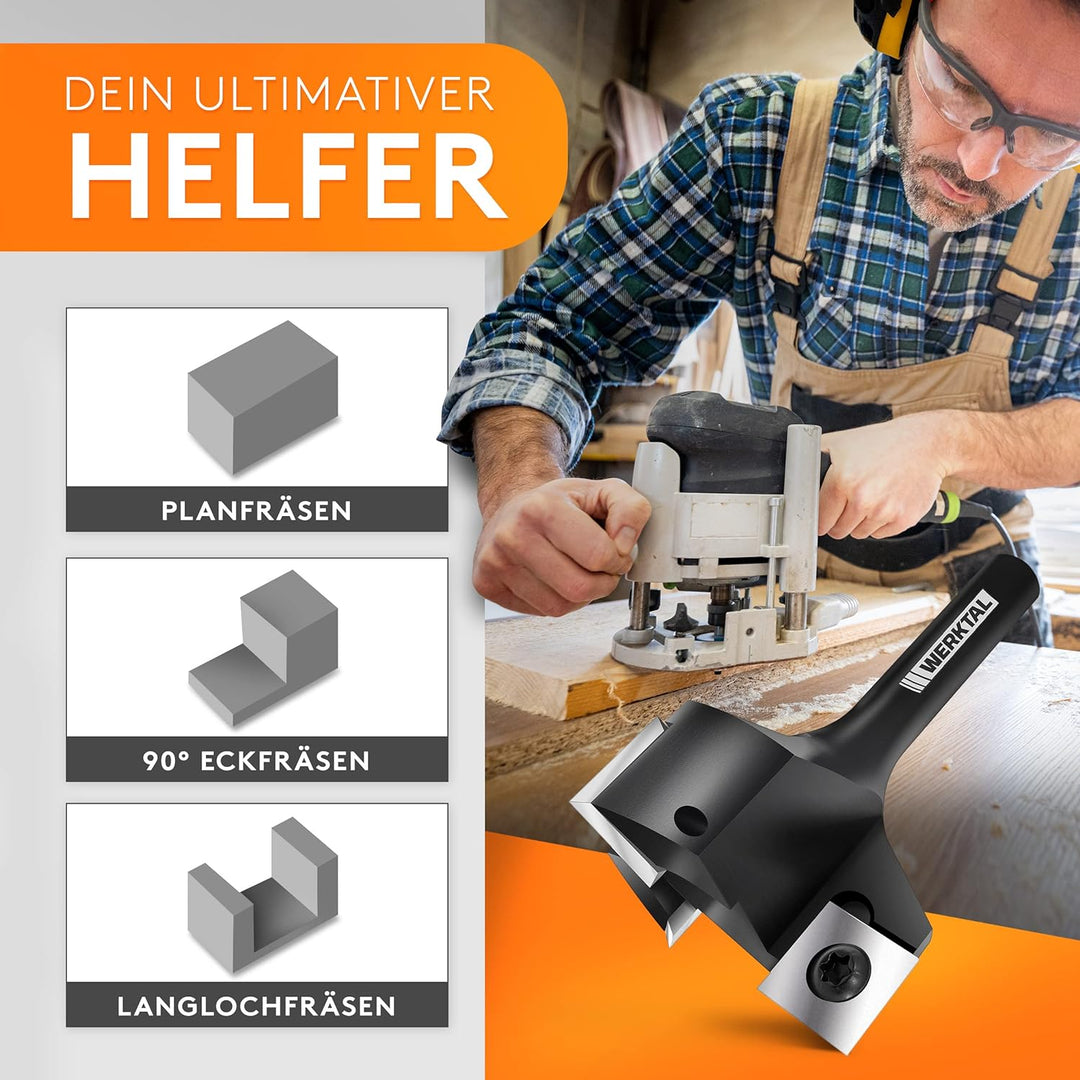 WERKTAL - Planfräser 8mm Schaft [39mm Durchmesser] - Präziser Hobelfräser mit 10 extra Wendeschneidp