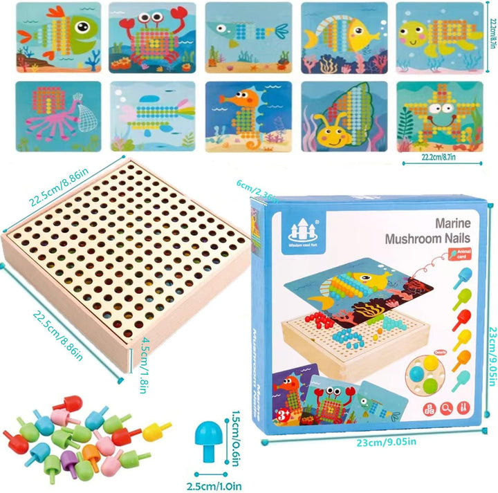 QXNDXQ Mosaik Steckspiel für Kinder ab 2 3 4 5 Jahre,Steckmosaik mit 240 Steckperlen und 10 Bunten S