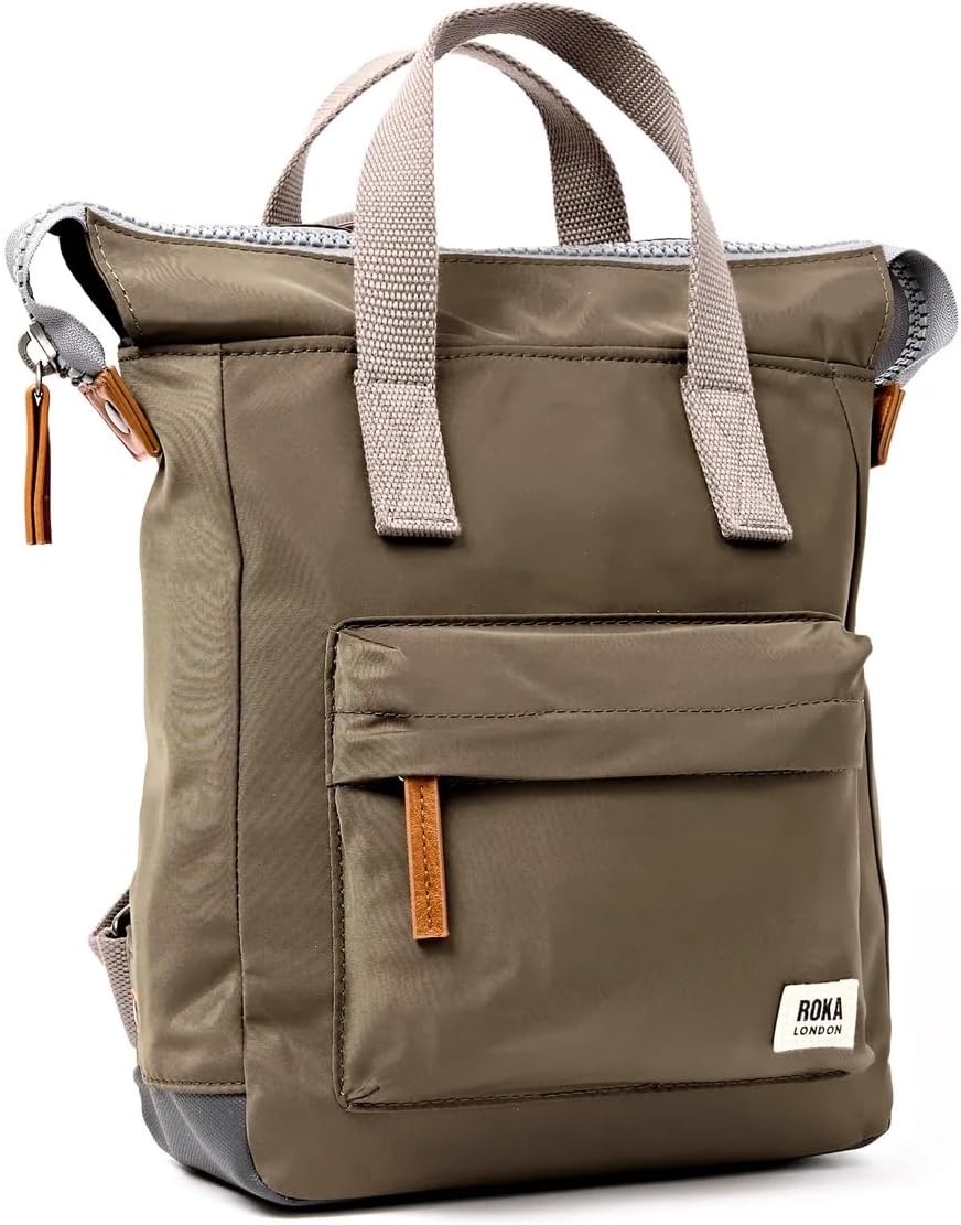 ROKA London Bantry B Small Sustainable Nylon | Kompakter Alltagsrucksack mit breiter Reissverschluss