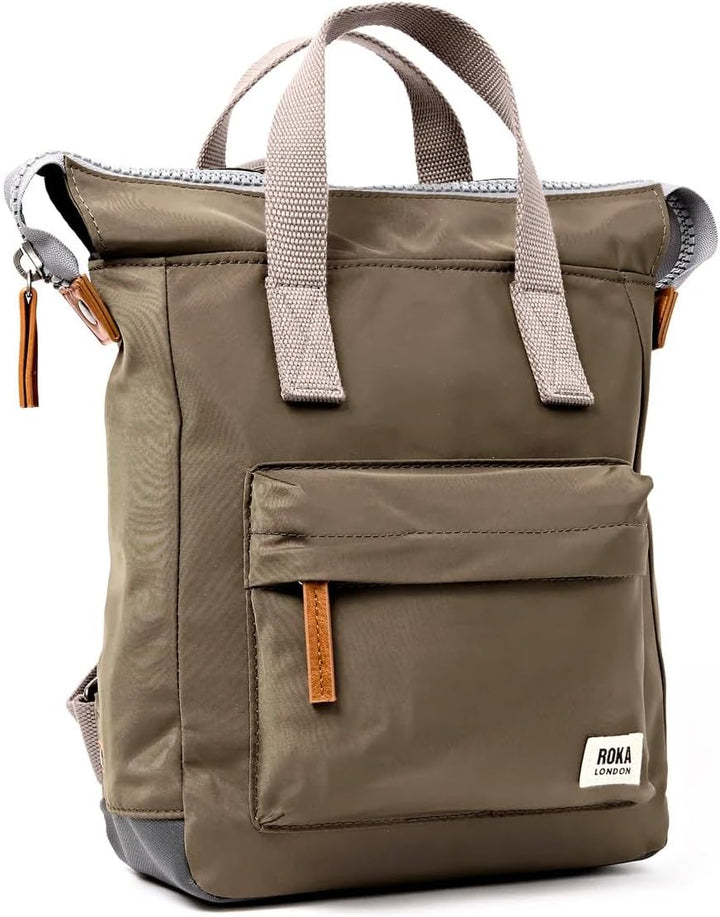 ROKA London Bantry B Small Sustainable Nylon | Kompakter Alltagsrucksack mit breiter Reissverschluss