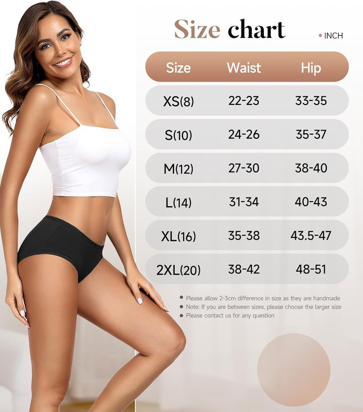 TANSTC Damen Unterhosen Baumwolle 6er-Pack Hipster Slips, Niedrige Taille & Stretch, Atmungsaktiv S